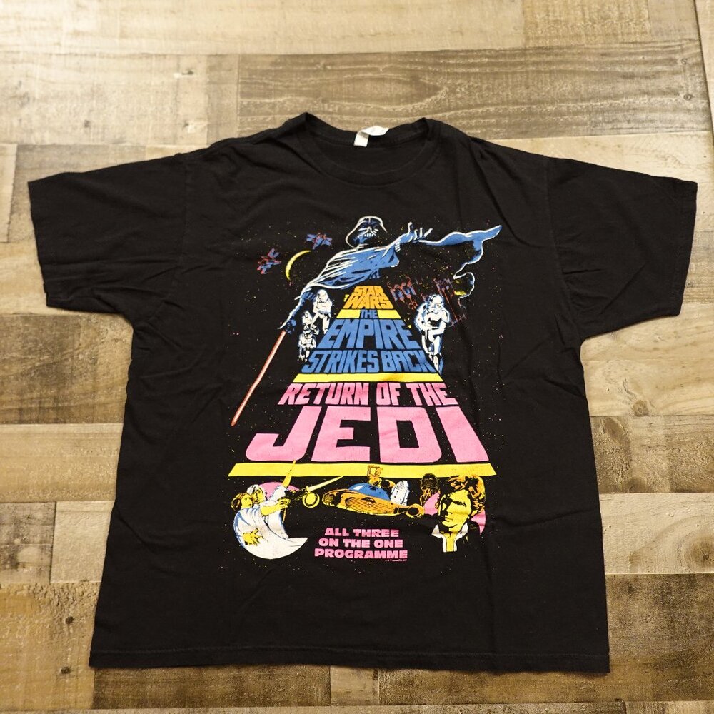 Star Wars Original Trilogy‎ Poster Graphic T-Shirt Men’s XL Black Sci-Fi